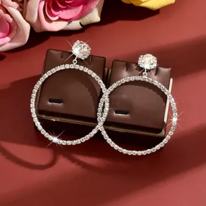 Stunning rhinestone large hoop earrings with sparkling crystal design for women fashion jewelry.