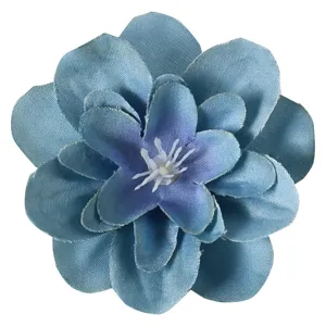 Tête de fleur en tissu bleu artificiel pour artisanat DIY décoration de mariage photo