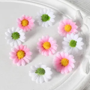 Têtes de marguerites artificielles colorées matériel DIY fleurs en soie pour mariage