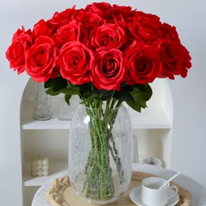 Fausse Fleur de Rose en Soie Artificielle Branche Unique Pour Maison Mariage Fête Saint-Valentin Décoration de Chambre Arrangement Floral