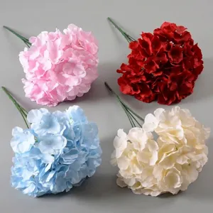 Bouquet d'Hortensias Artificiels Réalistes en Tissu de Soie et Plastique pour Mariage Décoration de Maison Accessoires Photo