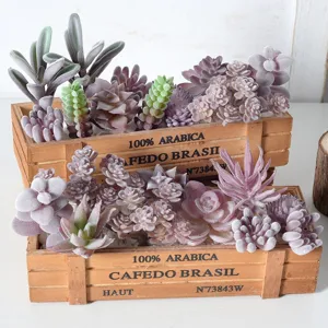 Purple Flocked Artificial Succulent Plants Realistic Faux Mini Succulents For Home Office Desktop Decor Miniature Garden DIY Arrangement Fake Plants