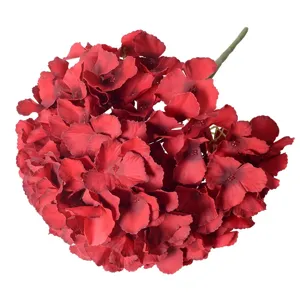 Bouquet d'hortensias rouges artificiels à 5 têtes pour mariage et décoration intérieure