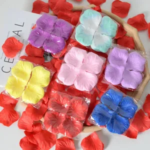 Pétales de roses artificiels pour décoration de mariage, pétales colorés romantiques 100pcs.