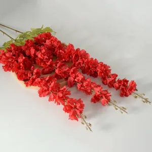Branches de fleurs de delphinium artificielles rouges pour décoration mariage et photo
