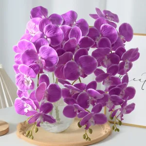 Bouquet de fleurs artificielles Phalaenopsis orchidée 9 têtes déco mariage
