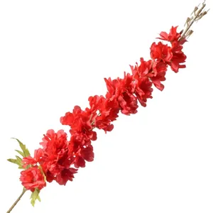 Branche de fleur de delphinium rouge artificielle, fausse hyacinthe pour décor de mariage.