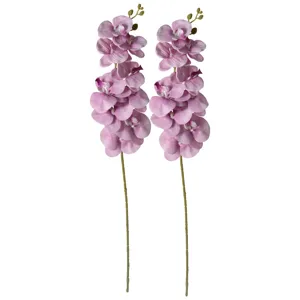 Fleurs d'orchidée Phalaenopsis artificielles bouquet faux 9 têtes pour déco maison hôtel mariage