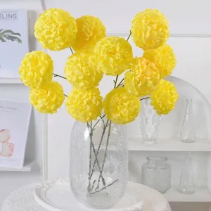Künstliche 3-köpfige Hortensie in Gelb, ideal für Heim- und Hochzeitsdekoration