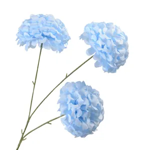 Elegante hellblaue künstliche 3-köpfige Hortensie für Hochzeit und Wohndeko