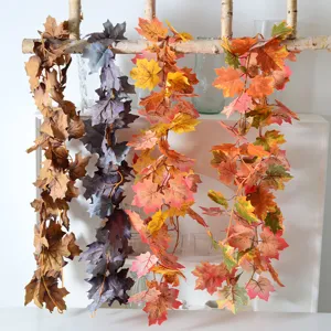 Autumn Artificial Maple Leaf Garland Hanging Vine For Halloween Thanksgiving Home Wall Decor Fall Plant Ornament