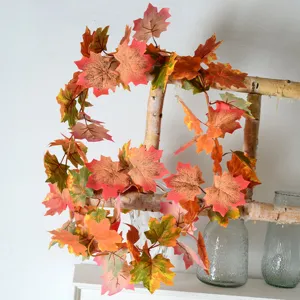 Artificial maple leaf garland autumn vine home wall hanging thanksgiving decoration