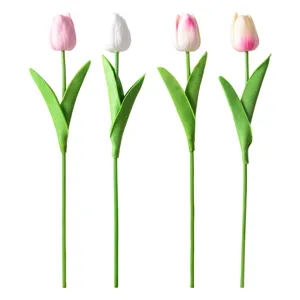 Mini flores de tulipanes artificiales de PU para decoración del hogar fiesta de bodas.