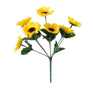 Artificial sunflower bunch with seven yellow heads for home and wedding decor