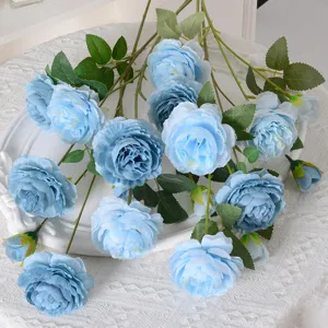 Bouquet de fleurs artificielles pivoine rose bleu pour décoration de mariage maison