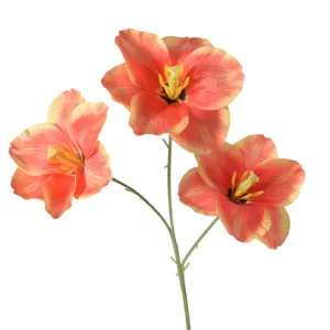 Branche de fleur artificielle de tulipe à 3 têtes pour décoration de mariage et maison