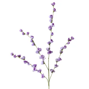 Fausse branche de delphinium violet, fleur artificielle en soie pour déco de mariage.