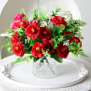Fleurs de Chrysanthème en Soie Artificielle 6 Têtes Faux Bouquets Floraux Pour Maison Mariage Fête Décor Arrangement