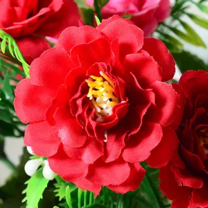 Fleur de cinéraire rouge artificielle pour décoration de mariage à la maison et arrangement.