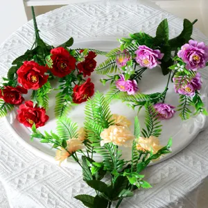 Fleurs de chrysanthème artificielles à 6 têtes pour décoration de mariage à la maison salon.