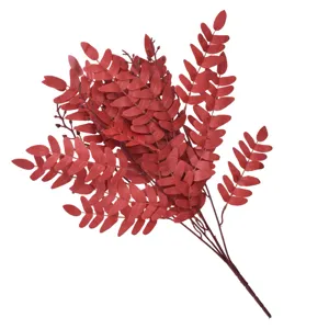 Branche de feuilles rouges artificielles 5 fourches fausse plante mariage arrangement floral