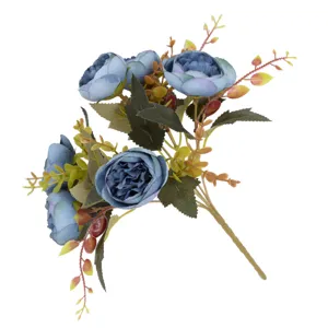 Bouquet de pivoines artificielles 6 têtes fleurs en soie pour mariage et décoration