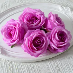 Artificial large purple rose flower heads for wedding decoration arch flower wall arrangement