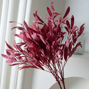 Branches d'olivier artificielles bordeaux 6 branches fausses feuilles pour mariage déco florale