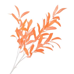 Fausse branche d'olivier feuilles artificielles 6 fourches orange décoration mariage
