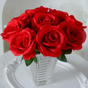 Bouquet de Fleurs de Roses en Soie Artificielle Tiges de Roses en Soie pour la Décoration de Fête de Mariage à Domicile Composition Florale DIY