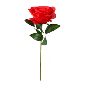 Fausse rose rouge artificielle tige unique fleurs en soie pour mariage maison déco DIY
