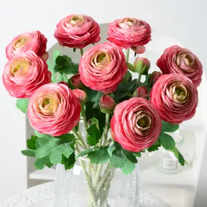 Künstliche Ranunkeln Blumenstrauß rosa Seidenblumen Gesteck für Heimtextilien Tischdeko