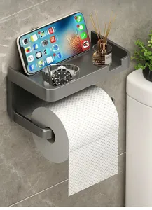 Portacarte igienico da parete con ripiano portaoggetti per il bagno moderno utile
