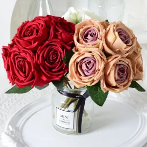 Bouquet de Roses en Soie Artificielle Fusses Fleurs Pour Maison Mariage Fête Accessoires de Photographie Décoration florale