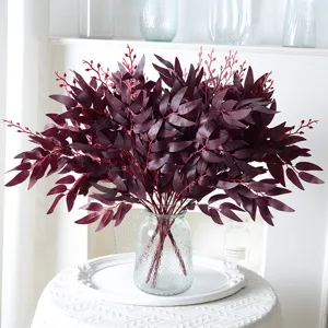 Branches de Feuilles de Saule Artificielles Fleur en Soie Plante Verte de Simulation pour Décoration de Fête de Mariage à Domicile Accessoires de Photographie