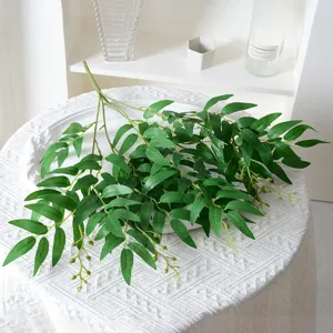 Feuilles de saule artificielles branche verte 5 forks pour déco de mariage maison