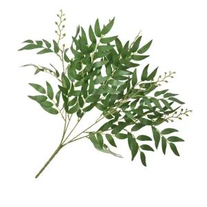 Branche de feuille de saule artificielle 5 fourches fausse plante verte et mariage.