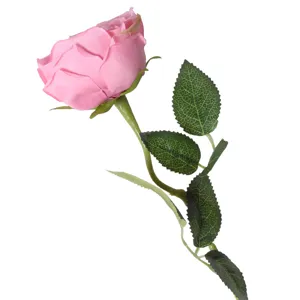 Tige de fleur artificielle de rose rose unique pour accessoire de photographie de mariage