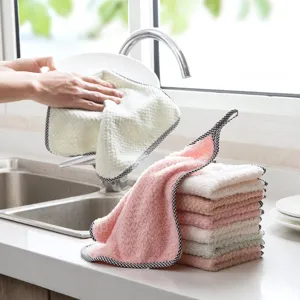 Microfiber Kitchen Cleaning Cloth Thickened Super Absorbent Dishcloth Hanging Hand Towel For Home Kitchen
