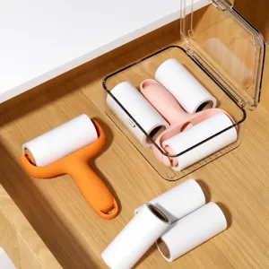 Portable Mini Lint Roller Sticky Hair Remover With Replacement Refills And Clear Storage Box For Clothes Daily Cleaning