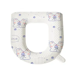Waterproof EVA toilet seat cushion, cute rabbit print, washable thick universal home toilet cover.