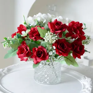 Bouquet de roses artificielles fleurs en soie mariage à la maison déco de table vase