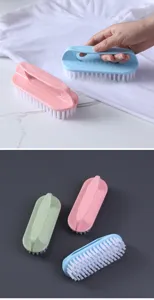Multi-functional soft-bristle plastic laundry and shoe cleaning brush with ergonomic handle