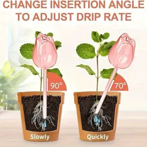 Tulip automatic plant waterer lazy drip irrigation device for indoor potted flowers pink