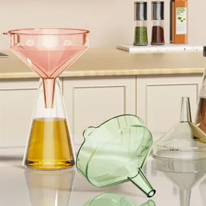 Küchen trichter set für flüssigkeiten, transparenter konischer kunststoff spender haushalt.