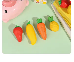 Cute fruit vegetable eraser set student creative stationery strawberry carrot pineapple