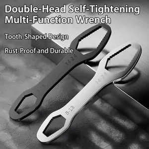 Professional Double-headed Self-tightening Wrench Universal Serrated Plum Wrench Set 8-24mm Adjustable Manual Repair Tools For Home Auto Repair