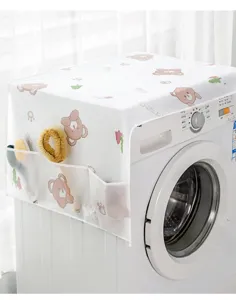 Housse anti-poussière machine à laver motif ours étanche imperméable avec poches.