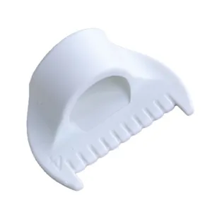 White plastic sewing seam guide tool for precise hemming and edge locking, home accessory.