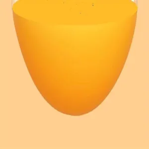 Minimalist orange liquid container detail shot, clean modern design for home decoration.
